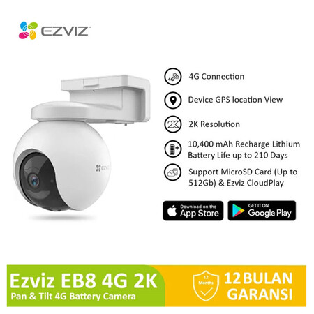 Ezviz EB8 3MP 2K Color Night PAN-TILT 4G LTE Battery CAM