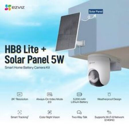 Ezviz HB8C Lite 4G & Wi-Fi 6 Smart Home Color Night-Vision Camera 4MP 2K Battery 5200mAh CCTV Ip Kamera Outdoor Non-Stop 5W Solar Power AOV HB8
